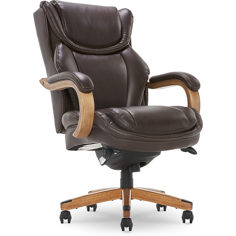 La-Z-Boy Harnett Ergonomic Faux Leather Swivel Executive Chair, Coffee (46253B) image 1