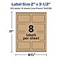 Avery Laser/Inkjet Multipurpose Labels, 3.5" x ", Kraft Brown, 120/Pack (94238)~#|#~13118621-1CA2-4EF2-A2B267AB58CF7678_sc7