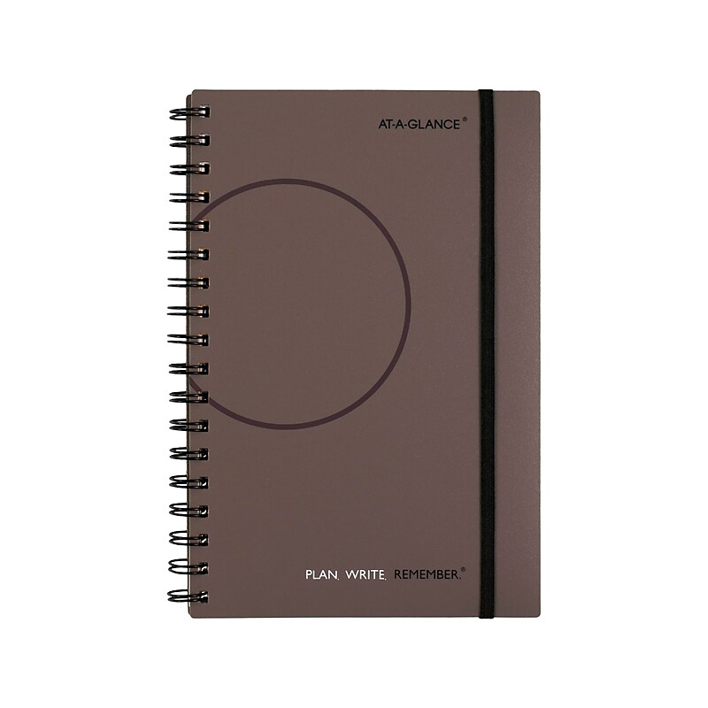 AT-A-GLANCE Plan. Write. Remember. 5.5" x 9" Planning Notebook, Plastic Cover, Gray (70-6210-30-24) image 1