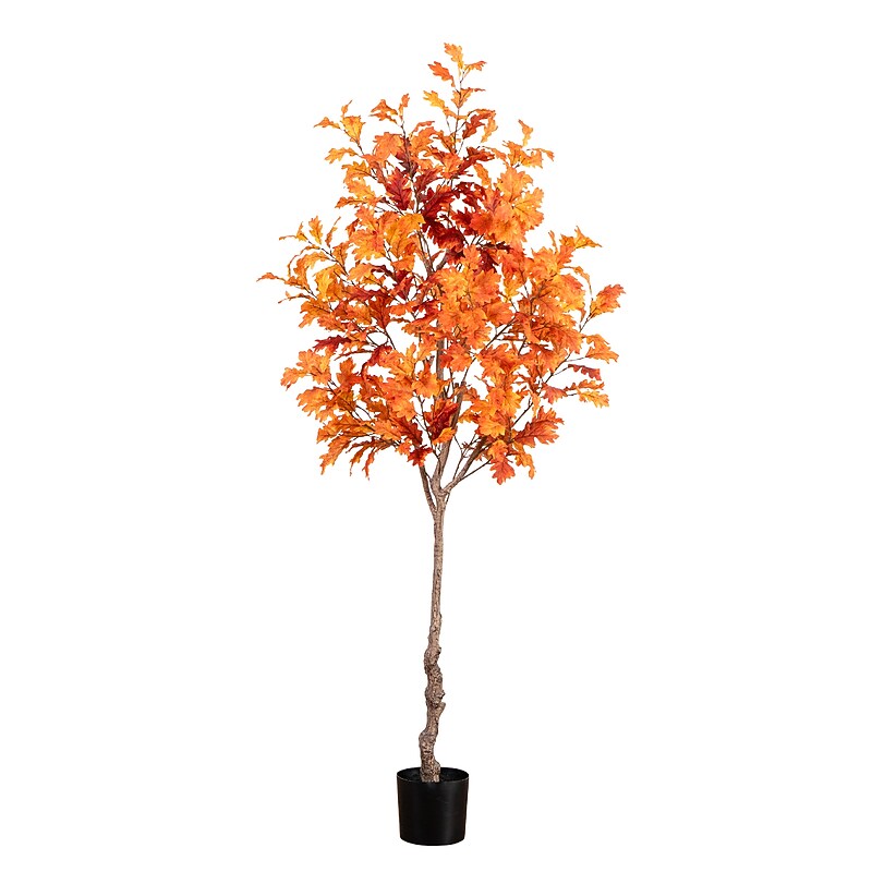 Nearly Natural 7' Autumn Oak Artificial Fall Tree (T4808) image 1
