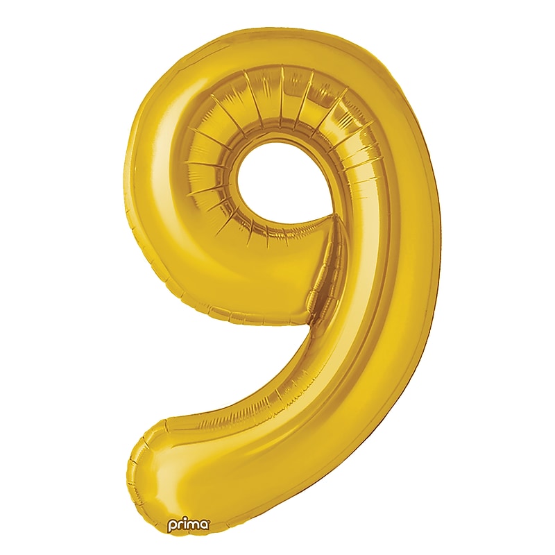 Party City 16" "9" Foil Balloon, Gold, 2/Pack (AM60050212-19) image 1