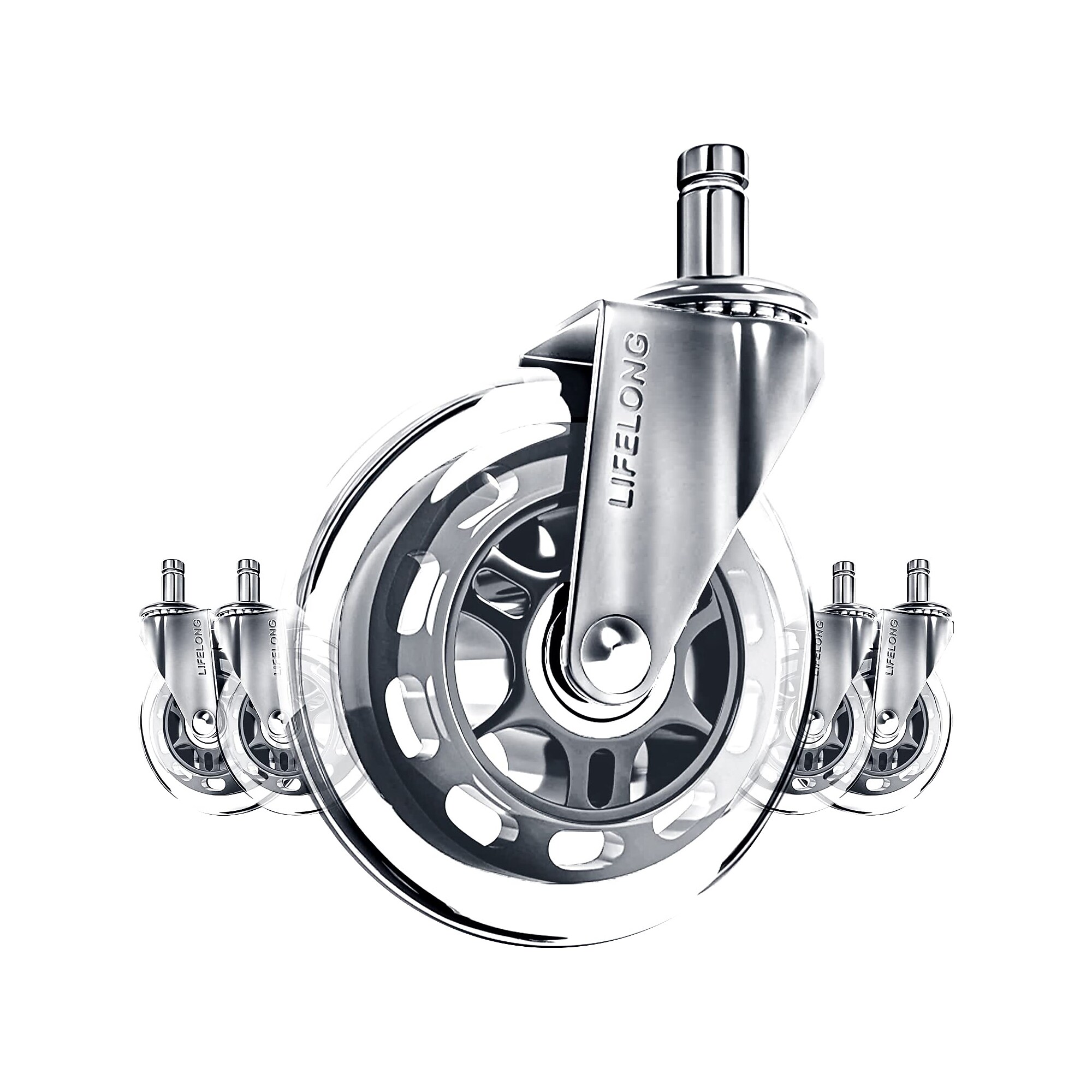 Lifelong Wheels Chair Caster, Clear/Silver, 5/Set (B0B27MGVGP) Simolary simolary.com