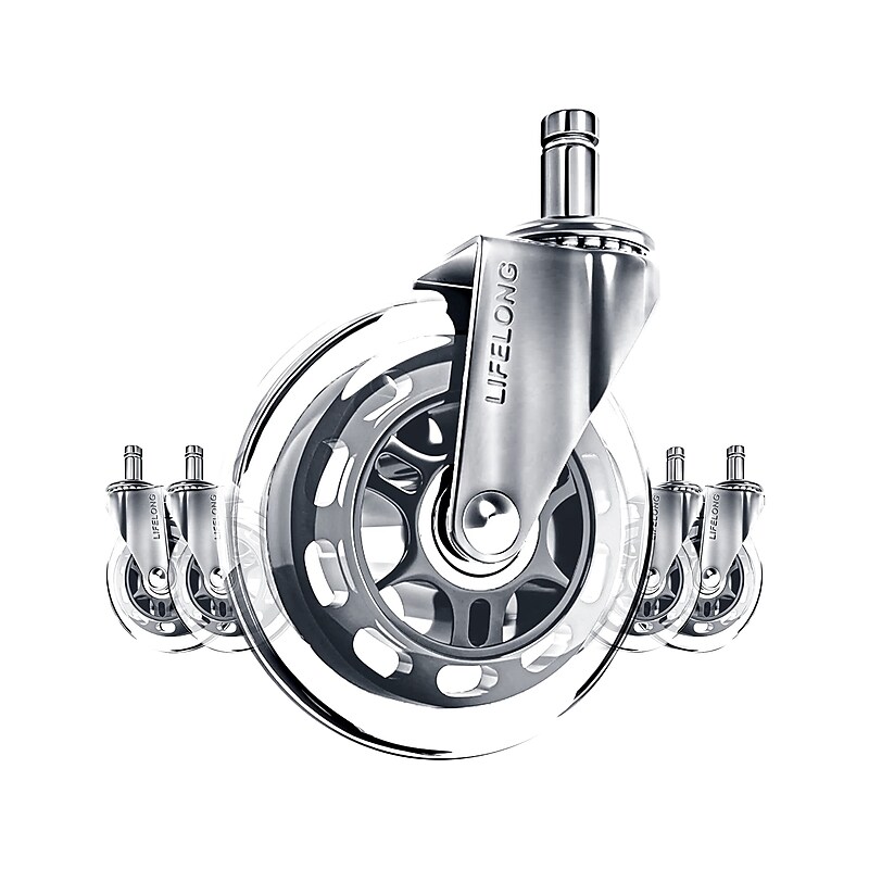 Lifelong Wheels Chair Caster, Clear/Silver, 5/Set (B0B27MGVGP) image 1