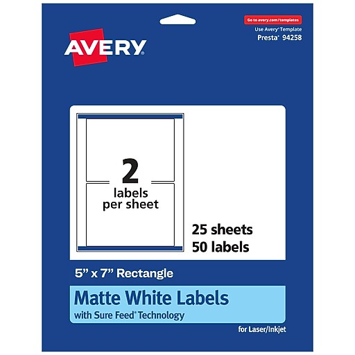 Avery Laser/Inkjet Rectangle Multipurpose Labels, 5