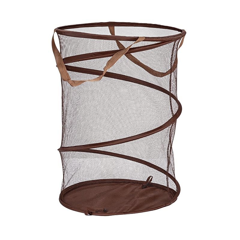 Household Essentials Collapsible Hamper, Mesh, Brown (HE1090) image 1