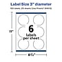 Avery Laser/Inkjet Circle Multipurpose Labels, 3" Dia., Clear, 150/Pack (94513)~#|#~1326573A-9879-4E84-B37EC6ED1EF941D3_sc7
