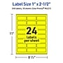 Avery Laser/Inkjet Rectangle Multipurpose Labels, 1" x 2.5", Neon Yellow, 240/Pack (94221)~#|#~13294EFD-9963-4C02-96F7B8D91E17D4D0_sc7