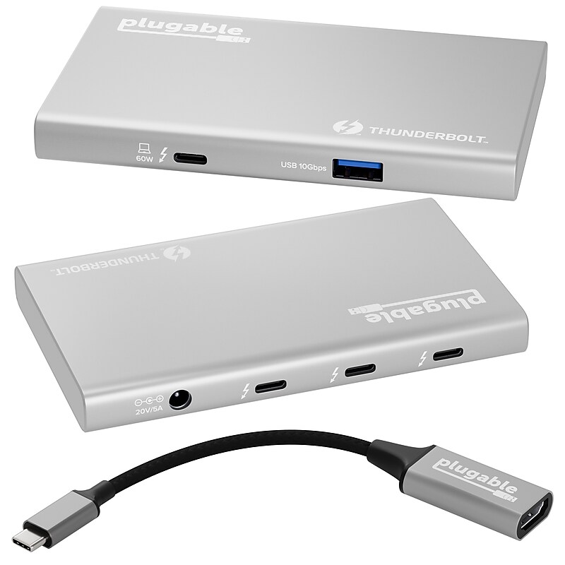 Plugable USB4 Hub, Silver (USB4-HUB3A) image 1