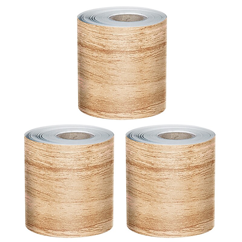 Carson Dellosa Education Grow Together Rolled Straight Borders, 3" x 65', Light Wood Grain, 3/Bundle (CD-108510-3) image 1
