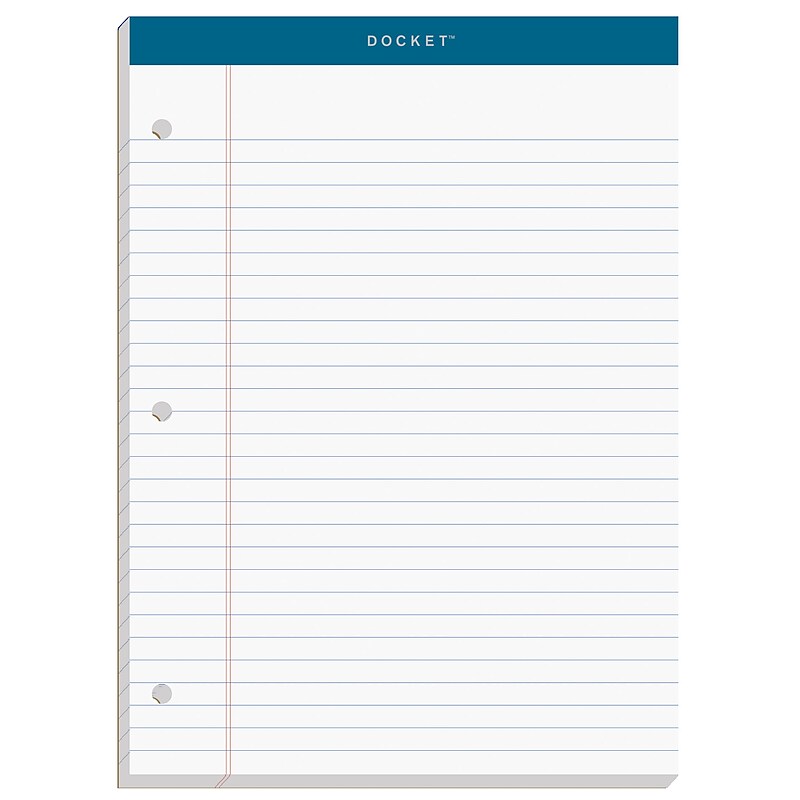 TOPS Double Docket Notepad, 8.5" x 11.75", Wide Ruled, White, 100 Sheets/Pad (63379) image 1