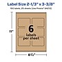 Avery Laser/Inkjet Rectangle Multipurpose Labels, 2-1/3" x 3-3/8", Kraft Brown, 150 Labels/Pack ( 94212)~#|#~1343755C-2E14-462C-B949998BCB37CD4D_sc7