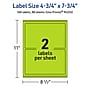 Avery Printable Rectangle Multipurpose Labels, 4.75" x 7.75", Bright Green, 160/Box (94255)~#|#~13456A1E-9C8B-440F-93165F3EA05D79A5_sc7
