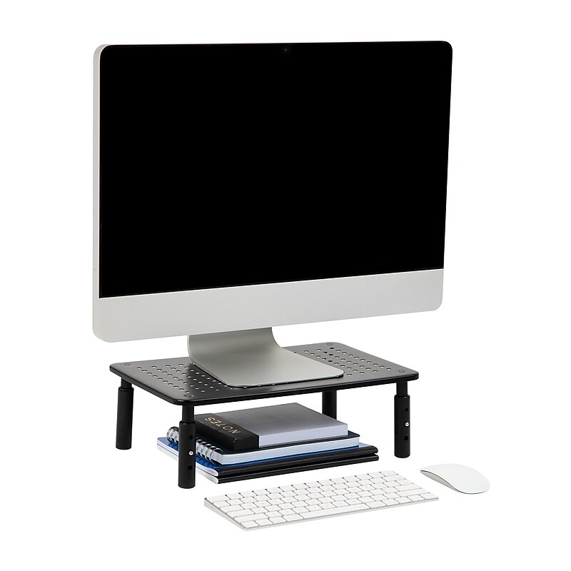 Mind Reader Ventilated Adjustable Monitor Stand, Up to 44 lbs., Black (4LEGMET-BLK) image 1