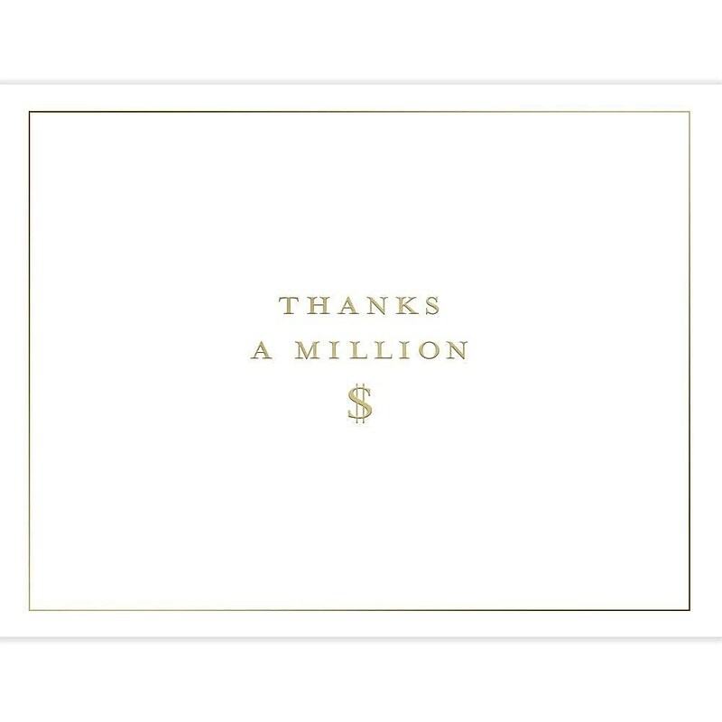 JAM PAPER Premium Thank You Card Sets, Thanks a Million, 12 Cards with Envelopes (52611909628A) image 1