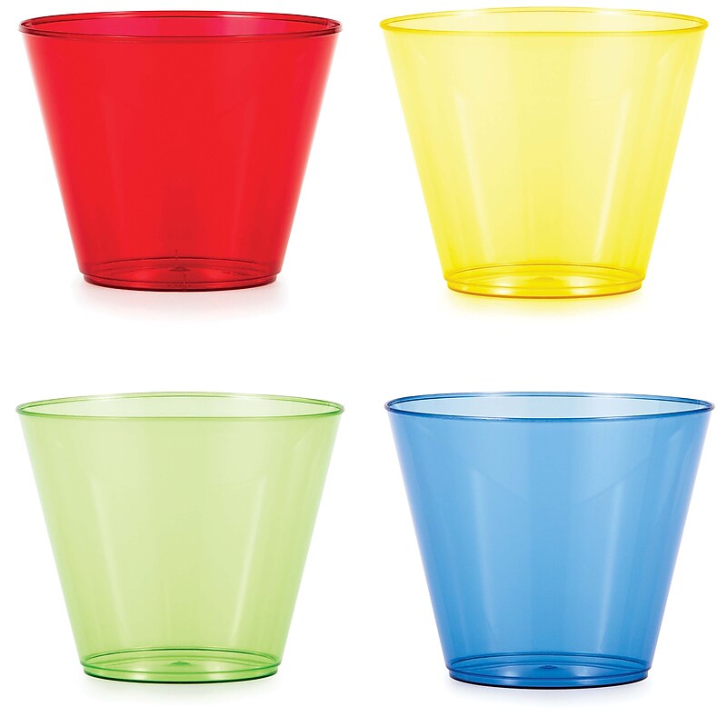Creative Converting 9 oz Assorted Colors Plastic Tumblers, 144/Pack (338355) image 1