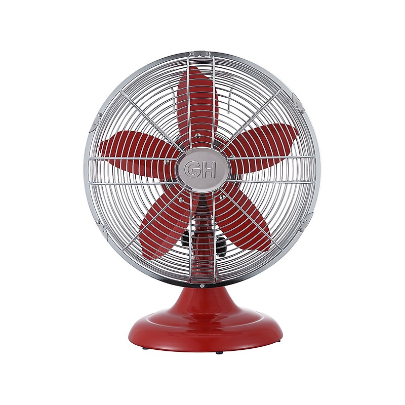 Good Housekeeping 12" Oscillating Desk Fan, 3-Speed, Red/Silver (92611) image 1