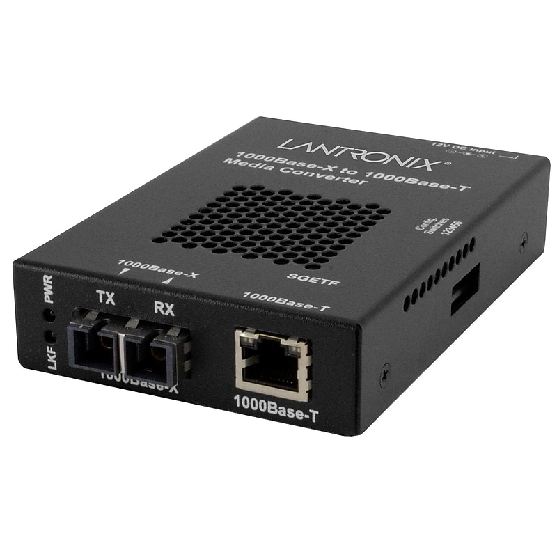 Lantronix SGETF Gigabit Ethernet Single Mode Fiber Media Converter, 1000 Mbps (SGETF1014-110-LA) image 1