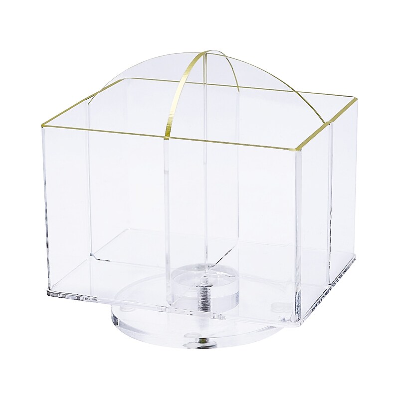 Three by Three 4-Compartment Acrylic Rotating Organizer, Clear/Gold (38013) image 1