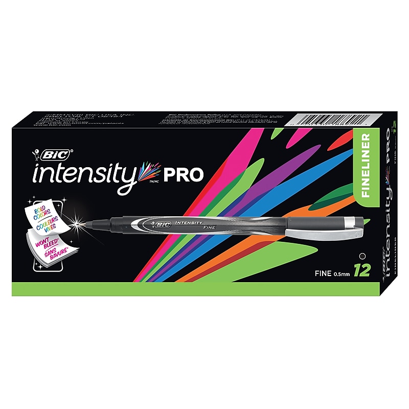 BIC Intensity Felt Pens, Fine Point, Black Ink, Dozen (FPIN11BK) image 1