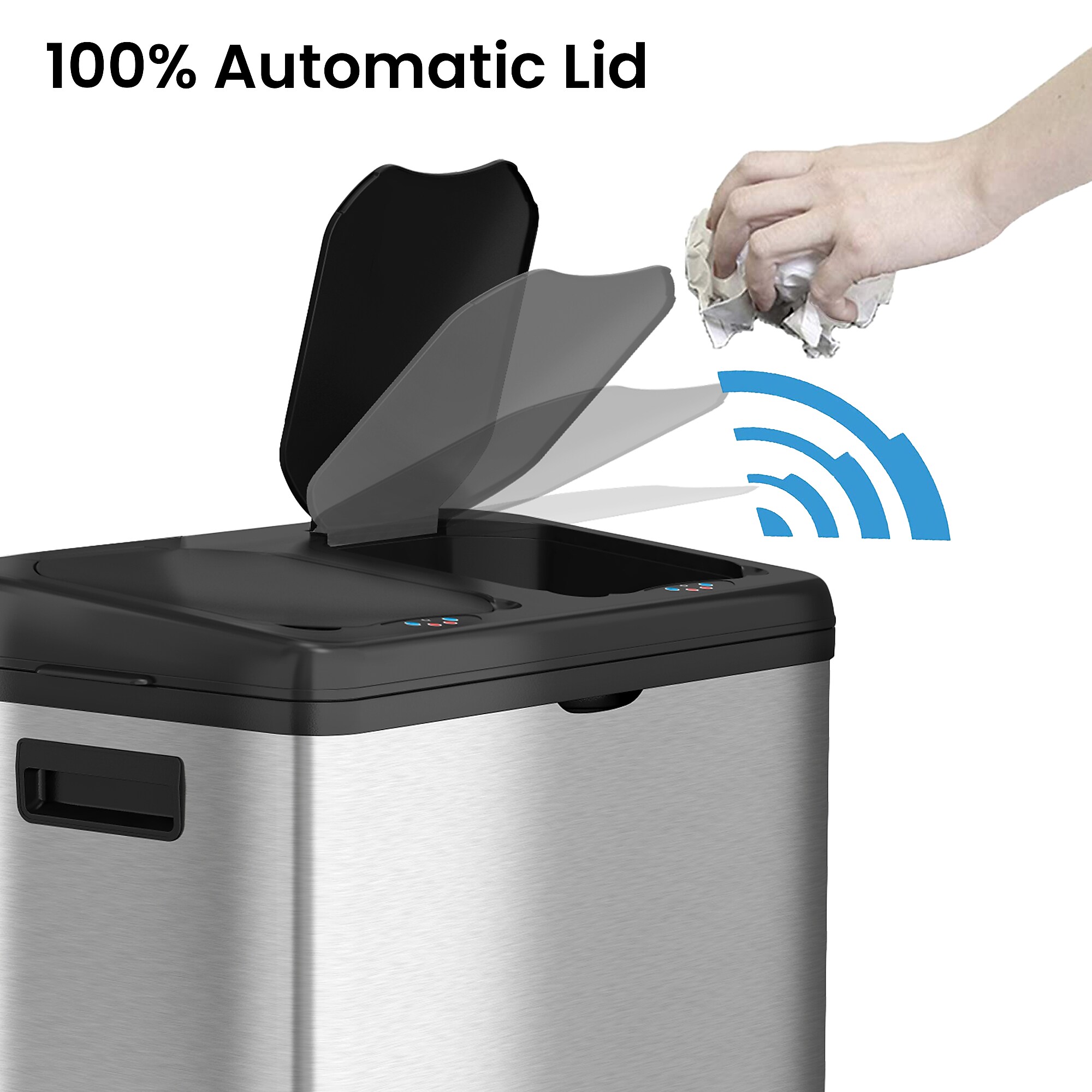 iTouchless Stainless Steel Sensor Recycle Bin & Kitchen Trash Can with Black Lid, 16 Gallon (IT16RB) Sansujyuku sansujyuku.com