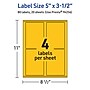 Avery Laser/Inkjet Rectangle Multipurpose Labels, 5" x 3.5", Bright Yellow, 80/Pack (94256)~#|#~13764E8C-C4A1-47D2-8F484B1A09C0D35A_sc7