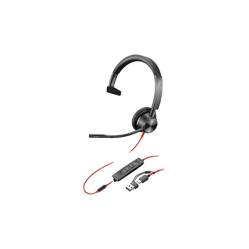 Poly Blackwire 3315 Mono USB-C Headset with USB-C to USB-A Adapter (Microsoft Teams Certified), Black (8X218AA) image 1