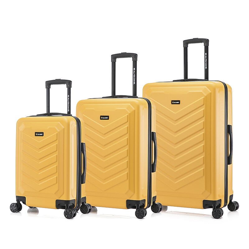 US Army FOX 3-Piece Hardside Spinner Carry-On Luggage Set, TSA Checkpoint Friendly, Mustard (USLFOXSML-MUS) image 1