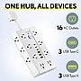 Overtime OS70 22-in-1 Multi-Port Power Strip with 16 AC Outlets, 3 USB-A & 3 USB-C Ports, White (OADOS70)~#|#~137FC6BA-9016-45E0-B094C9F99BAF8ED3_sc7