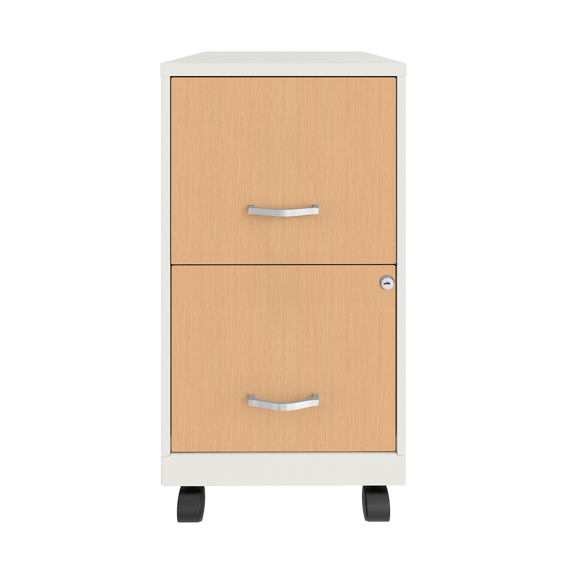 Space Solutions 2-Drawer Mobile File Cabinet, Letter Size, Lockable, 26.7″H x 14.25″W x 18″D, Pearl White/Platinum Oak (25854) Sansujyuku sansujyuku.com