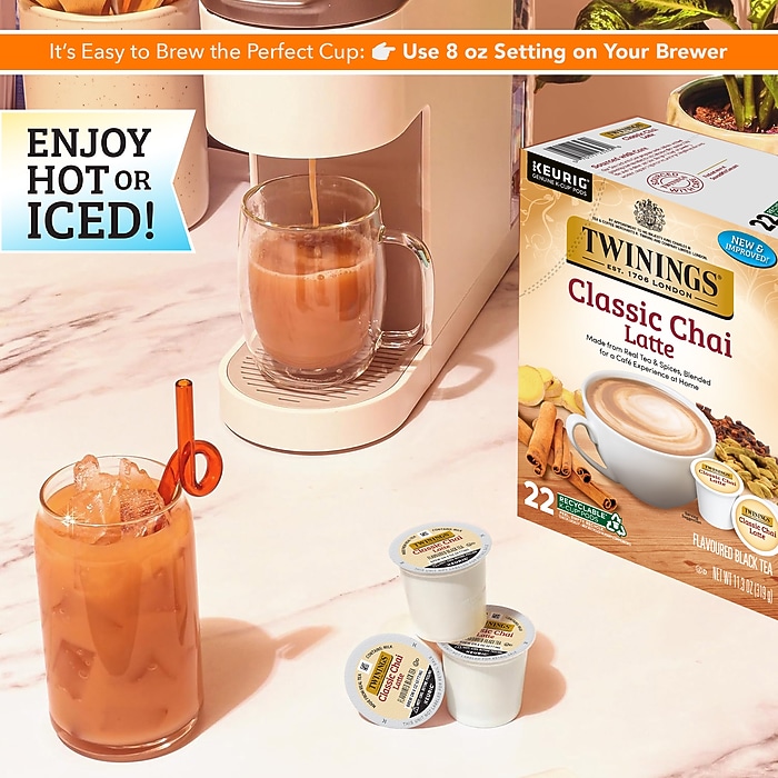 Twinings Chai Latte Black Tea, Keurig® K-Cup® Pods, 22/Box