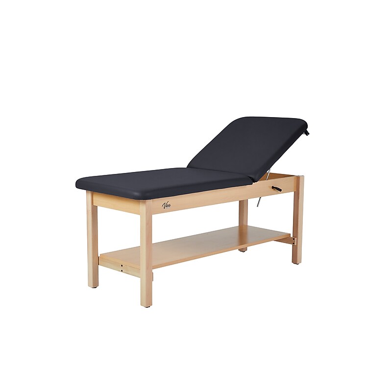 Aristo Wood Physician Exam Table with Shelf , Adjustable Backrest, Paper Cutter, and Holder, 500lbs. Capacity, Black image 1