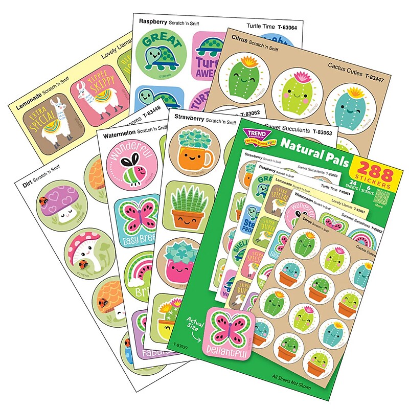 Trend Enterprises Natural Pals Scratch 'n Sniff Stinky Stickers Variety Pack, Assorted Colors, 288/Pack (T-83929) image 1