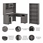Bush Furniture Cabot 60"W L Shaped Computer Desk with Hutch and 5 Shelf Bookcase, Modern Gray (CAB011MG)~#|#~139953CB-1878-4507-B4FB71E89431929F_sc7