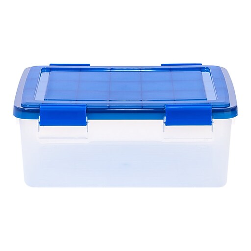 Iris WeatherPro 30.5 Qt. Latch Lid Storage Bin, Clear/Blue (500200