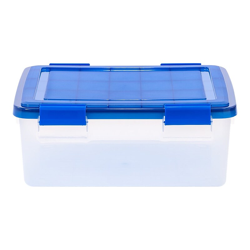 Iris WeatherPro 30.5 Qt. Latch Lid Storage Bin, Clear/Blue (500200) image 1