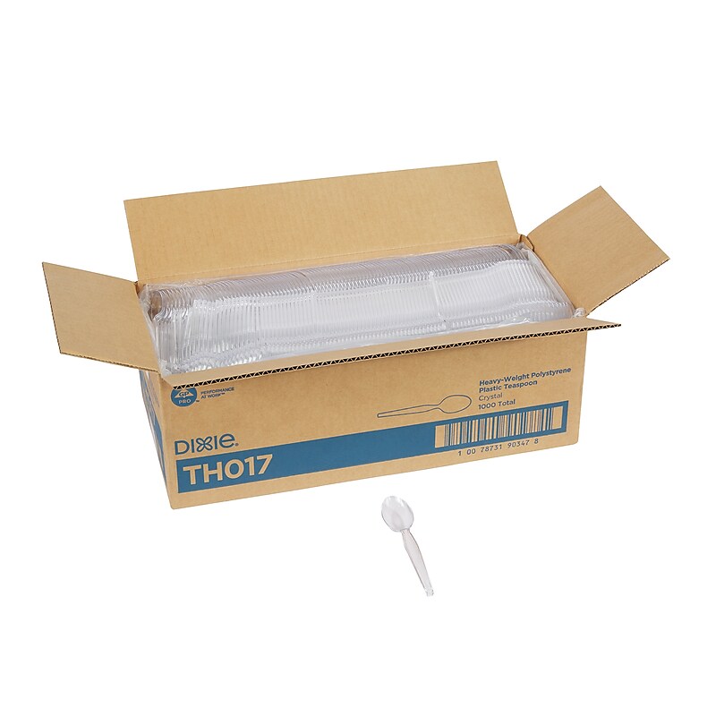 Dixie Plastic Teaspoon, Heavy-Weight, Clear, 1000/Carton (TH017) image 1