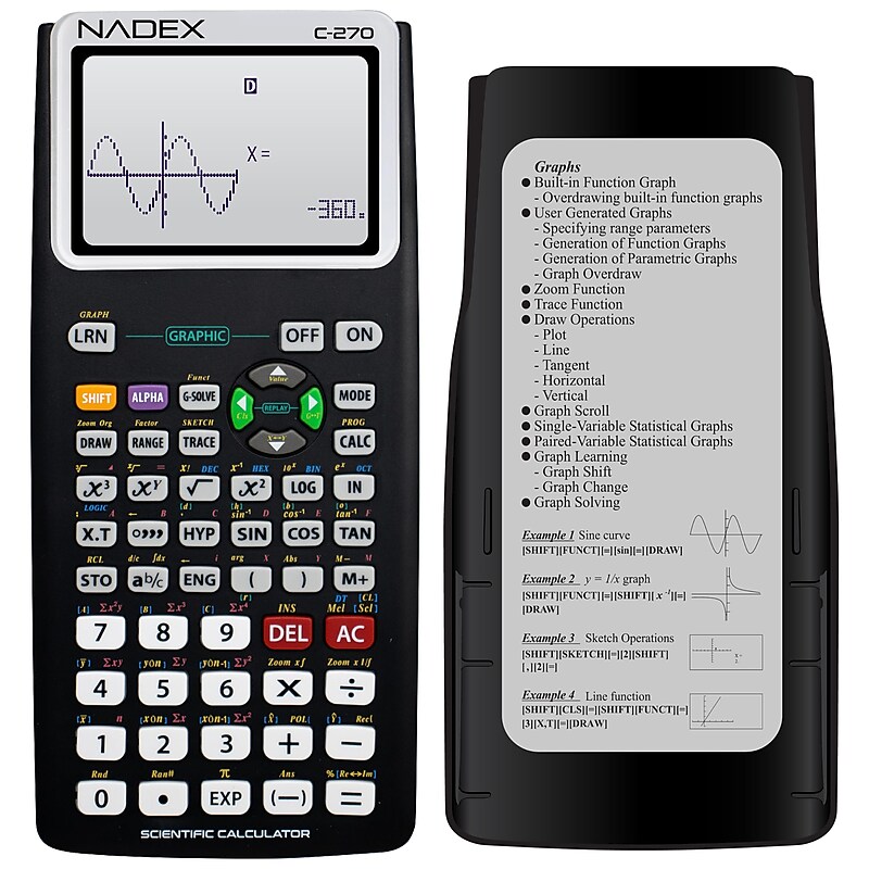 Nadex Coins C-270 12-Digit Battery Powered Scientific Calculator, Black (NWHNXTE1699) image 1