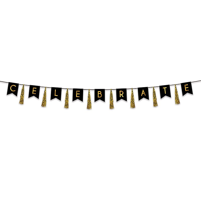 Beistle Everyday Celebration Party Streamer, Black/Gold, 2/Pack (53466) image 1