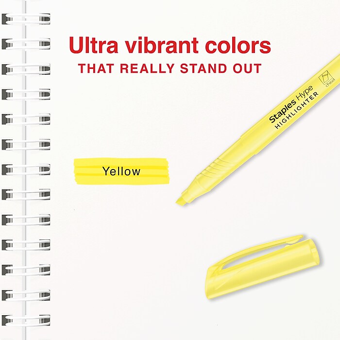 Staples Stick Highlighters, Chisel Tip, Yellow, 12 Pack – Hype