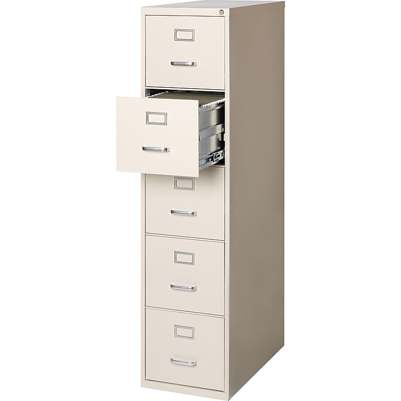 Staples Commercial 5-Drawer Vertical File Cabinet, Letter Size, Lockable, 63.98"H x 14.9"W x 26.5"D, Putty (59590/25431) image 1