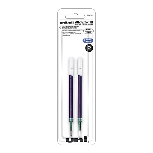 uniball 207 Impact RT GelInk Pen Refill, Bold Tip, Blue Ink, 2/Pack