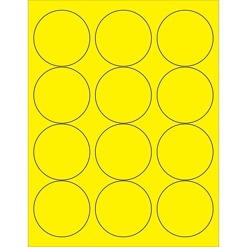 Tape Logic Circle Laser Labels, 2 1/2", Fluorescent Yellow, 1200/Case (LL194YE) image 1