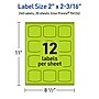Avery Laser/Inkjet Multipurpose Square Labels, 2" x 2-3/16", Bright Green, 240/Pack (94124)~#|#~13D27402-1CC2-4852-8807DEE51628CEC3_sc7
