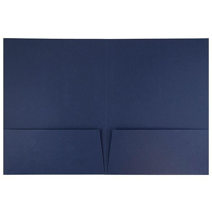 JAM Paper 2-Pocket Textured Linen Business Folders, Navy Blue, 25