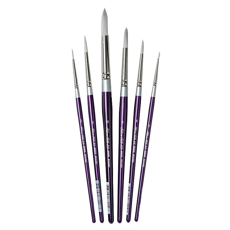 Silver Brush Silver Silk Round Brushes, 6/Pack (SLVSS8876) image 1