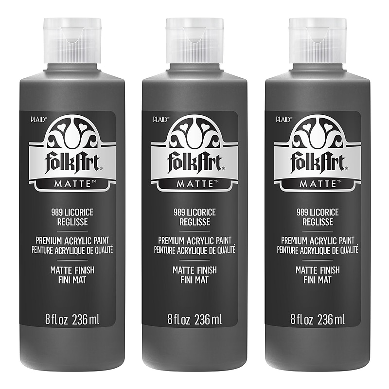 FolkArt Acrylic Paint Matte, 8oz., Licorice, 3/Pack(FLK989-3) image 1