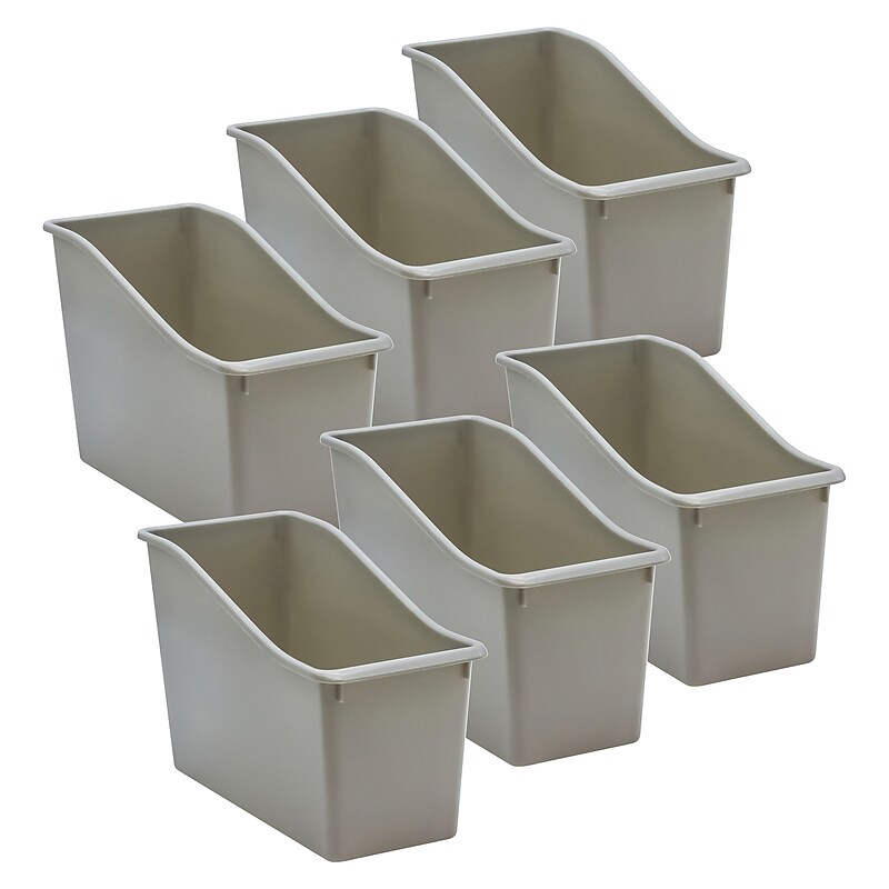 Teacher Created Resources Plastic Book Bin, 5.50" x 11.38" x 7.50", Gray, 6/Bundle (TCR20976-6) image 1