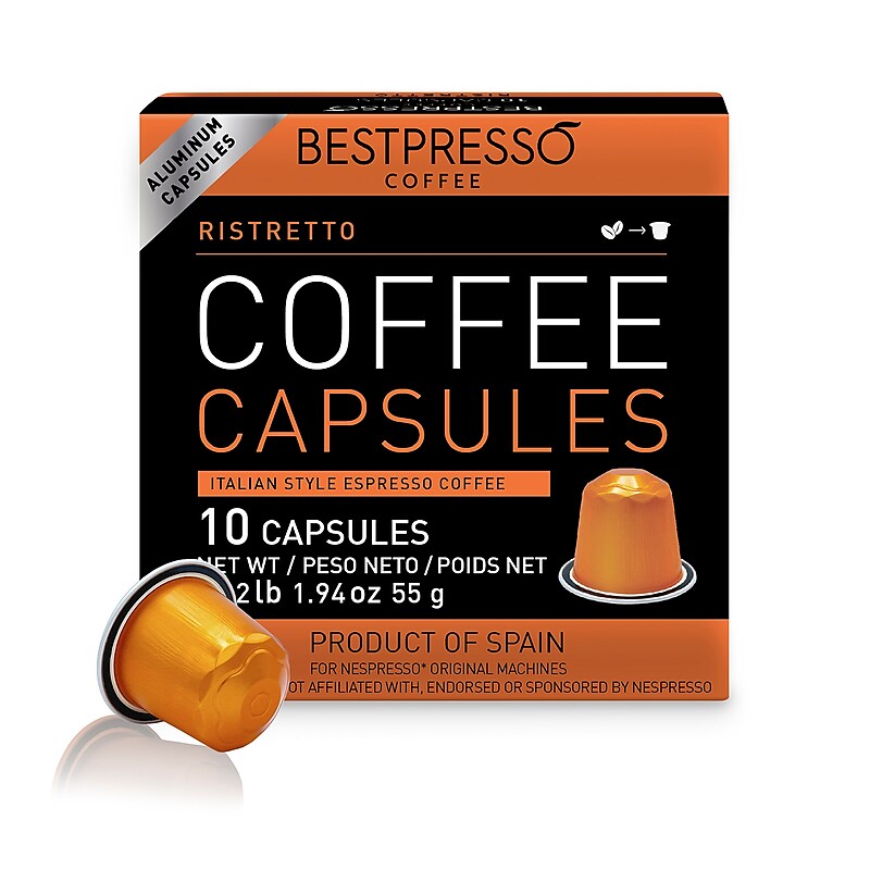 Bestpresso Ristretto Blend Coffee Capsules, Dark Roast, 10/Box (BST10411) image 1