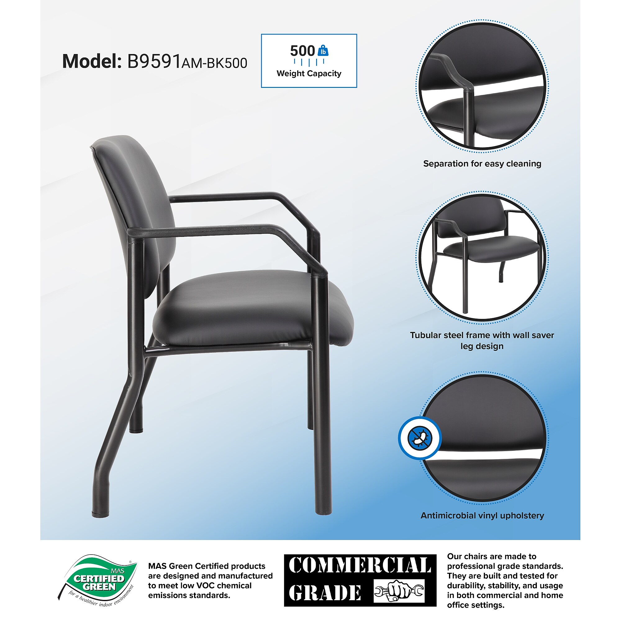 Boss Office Products Vinyl Guest Chair, Black (B9591AM-BK-500) Sansujyuku sansujyuku.com