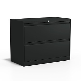 Staples Commercial 2 File Drawer Lateral File Cabinet, Locking, Black, Letter/Legal, 36"W (20054D)